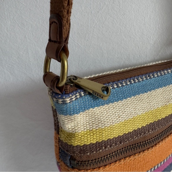 FOSSIL Vintage Y2K 2000s Striped Knit Shoulder Bag Crossbody Purse - Picture 4 of 5